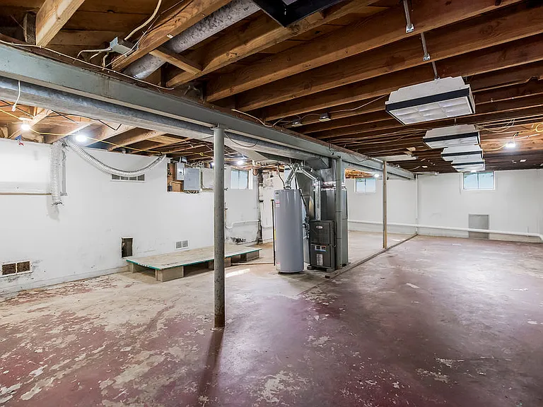 full basement w/ washer & dryer hookups on elevated platform