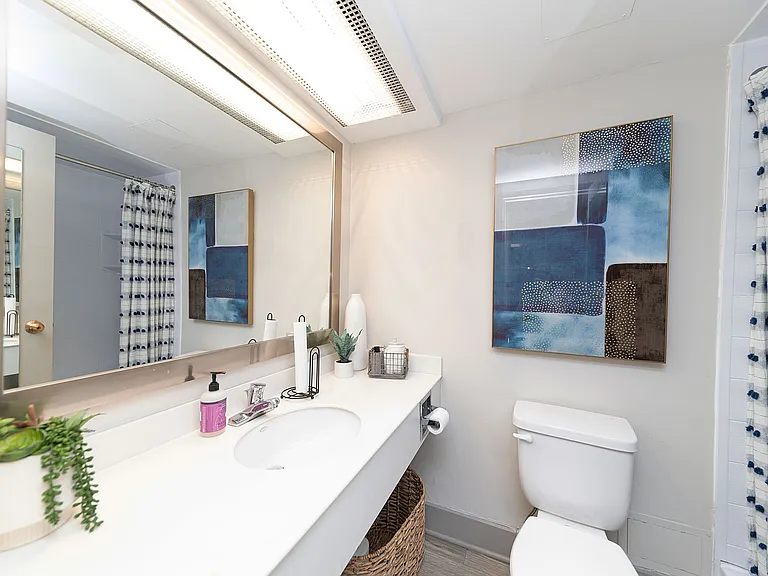 Bright bathroom with bathtub