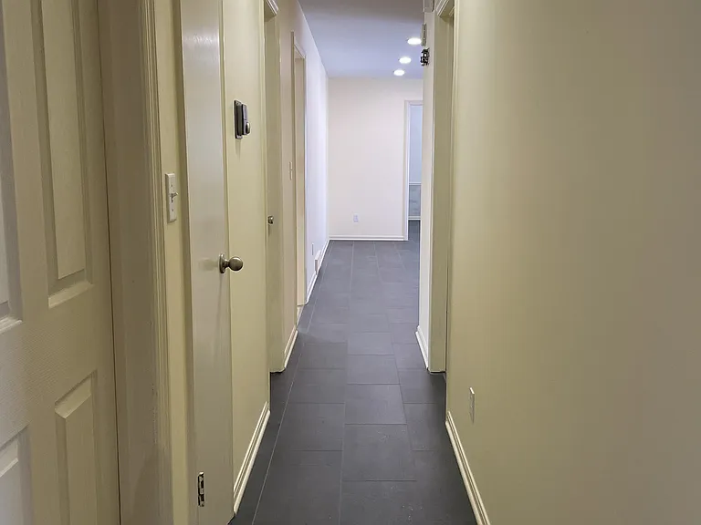 Seamless vinyl flooring.