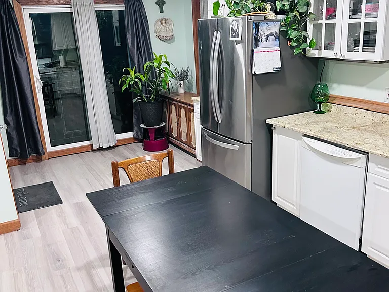 Kitchen with sliding door view