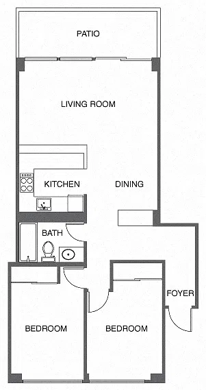 Floor plan Renovated 2 Bed, 1 Bath