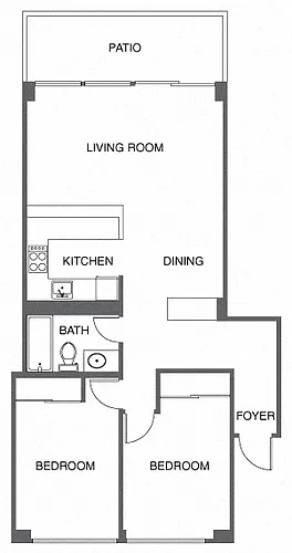 Floor plan Renovated 2 Bed, 1 Bath