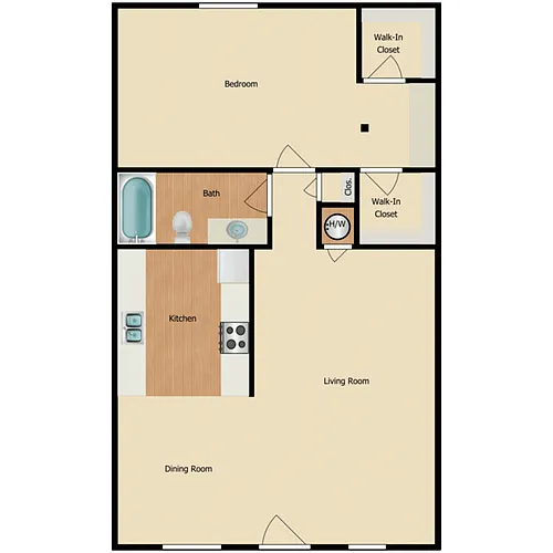 Floor plan 1 Bed 1 Bath A