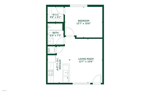 Floor plan 1 bedroom 1 bath