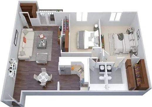 Floor plan 2 BR, 2 BTH DLX | Upgraded