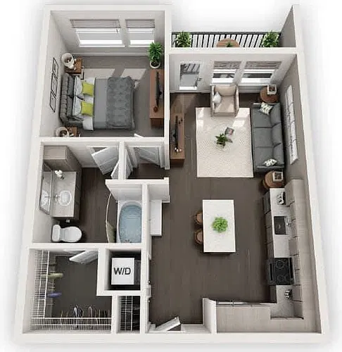 Floor plan One Bed One Bth A2