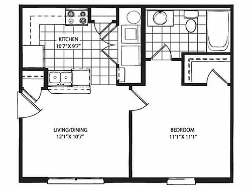 Floor plan 1 Bed 1 Bath