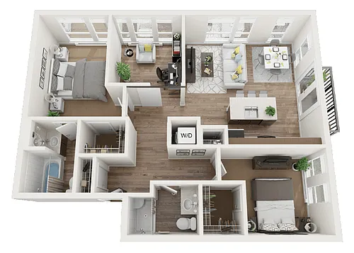 Floor plan 2 x 2 Den