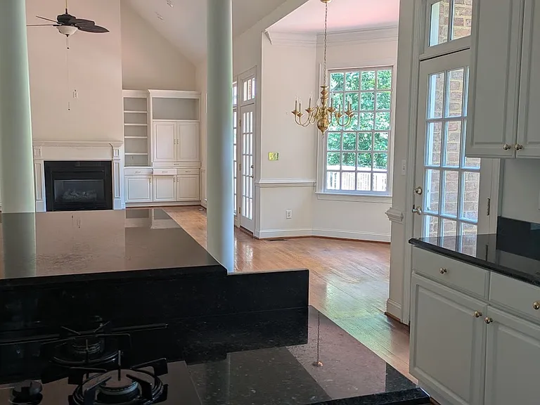 View from kitchen into living room.