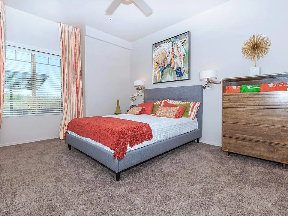 Nicely decorated bedroom in 1x1 model apartment