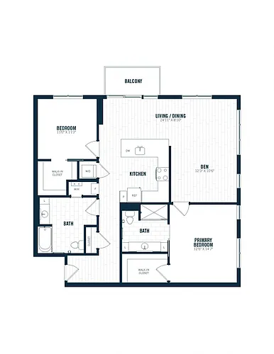 Floor plan C6D | 2 Bed | 2 Bath | Den