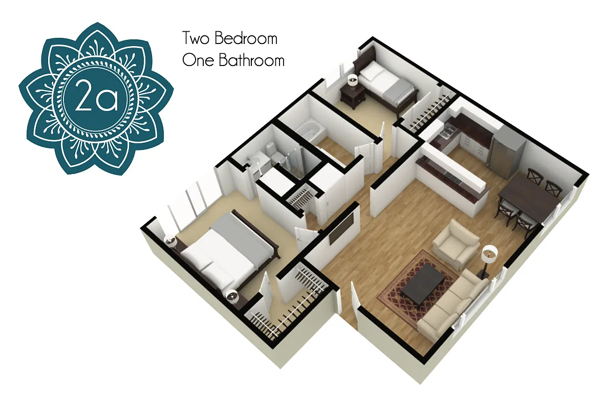 Floor plan Spacious Two Bedroom Two Bathroom