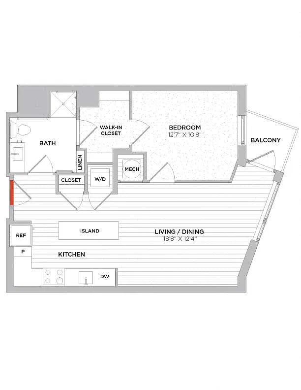 Floor plan 1 Bed/1 Bath-A01-Type A East