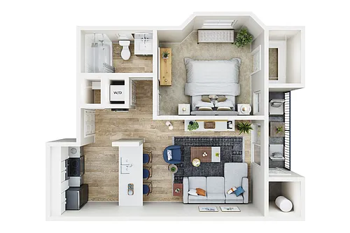 Floor plan 1X1 B