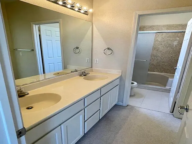 Upstairs 2nd bathroom also comes with double sink counter and spaces to use.