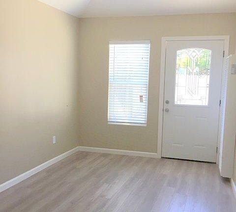 Living room with vaulted ceilings