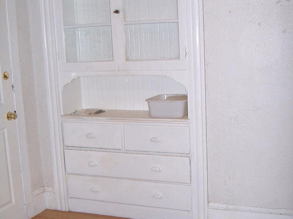 Unit entry door and dining room hutch