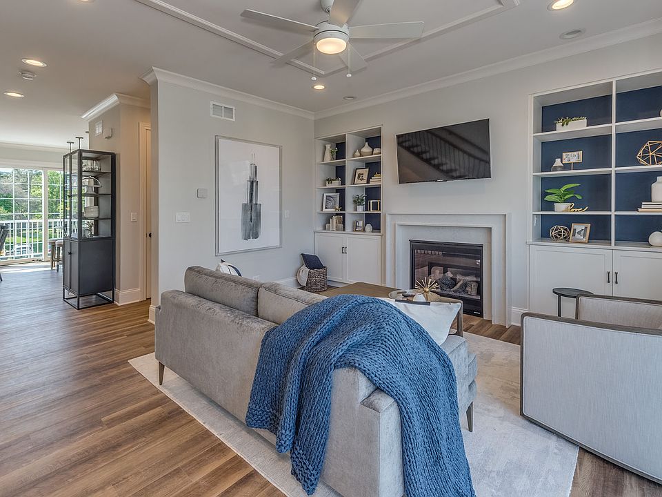 Enjoy an oversized living room with built in fireplace.