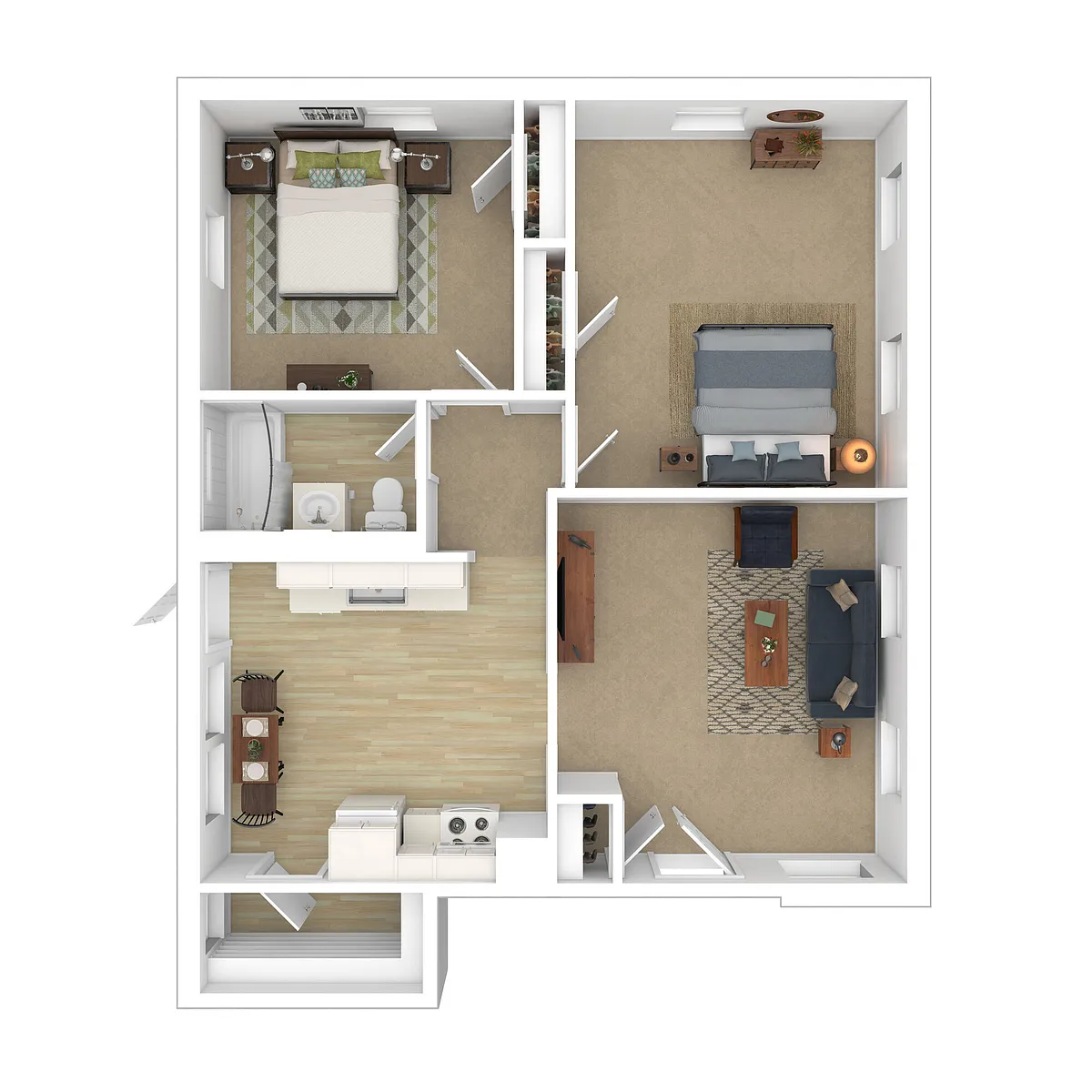 Floor plan 2 Bedroom 1 Bathroom