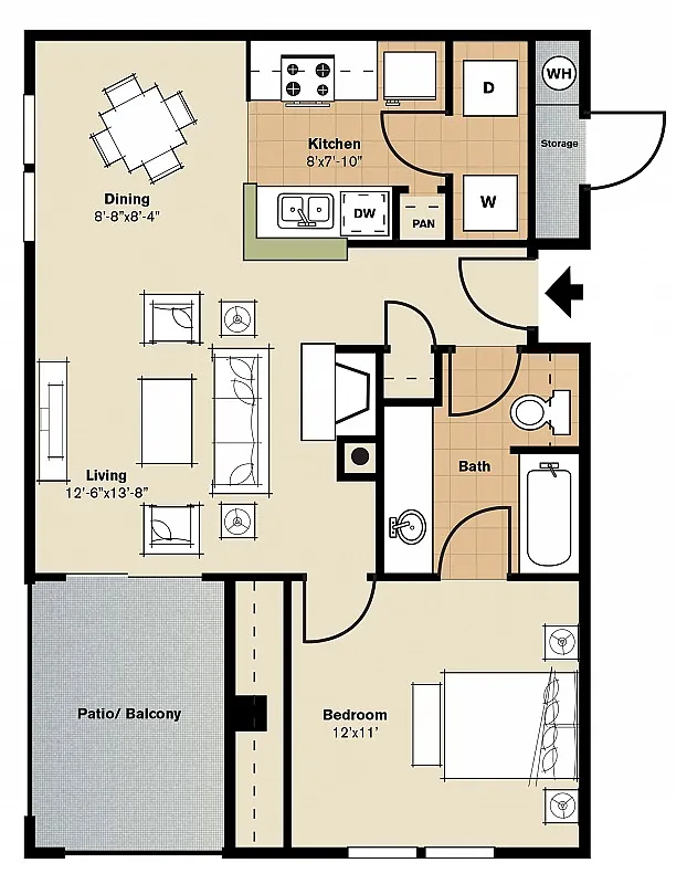 Floor plan Phase I - One-Bedrooms