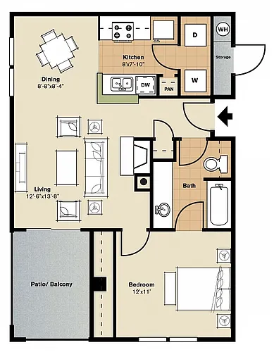 Floor plan Phase I - One-Bedrooms