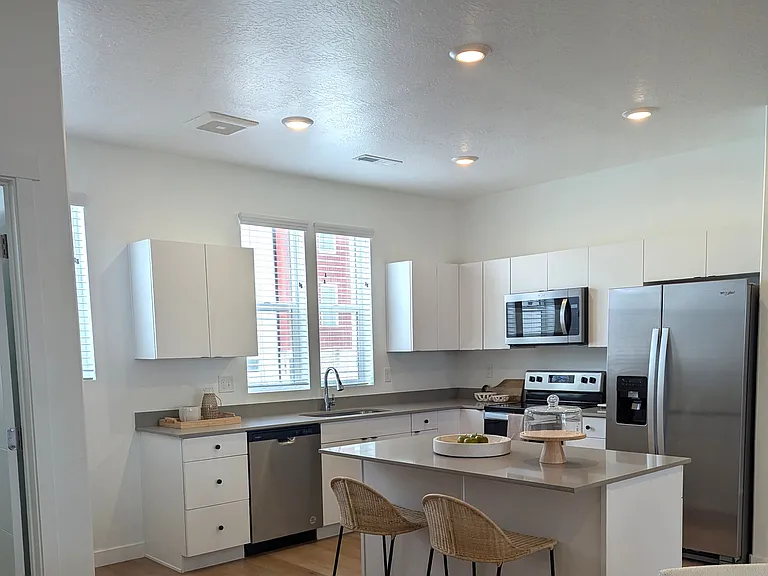 Kitchen with white cabinets