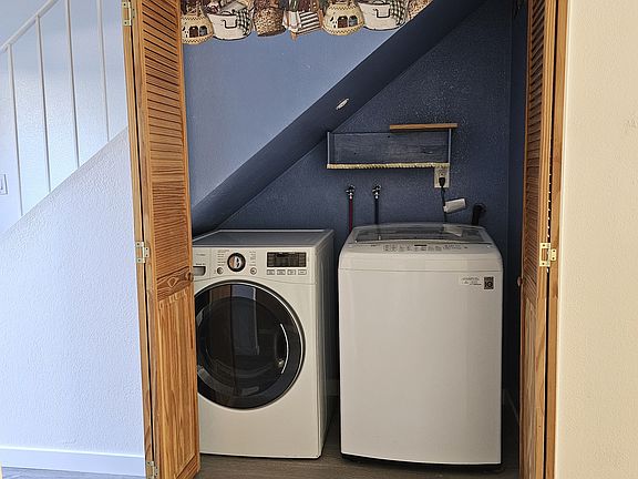 Laundry, downstairs, with nice high-capacity machines