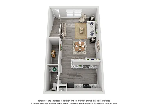 Floor plan 1x1D Renovated 700 sq ft