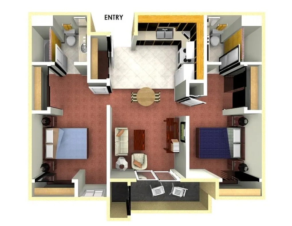 Floor plan Two Bedroom Two Bath