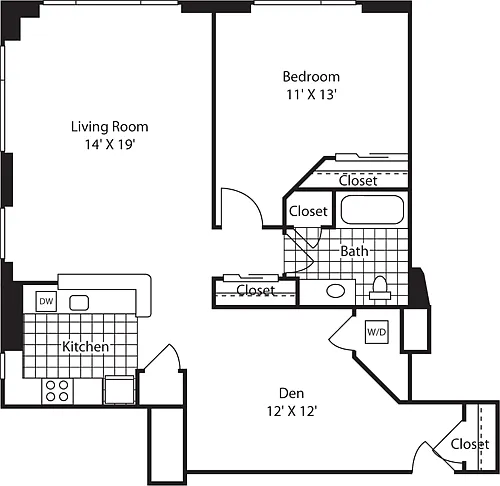 Floor plan One Bedroom 1036
