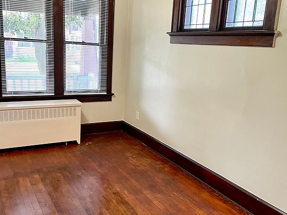 living room with stained glass window