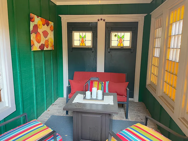 Covered area to relax in the cooler days.