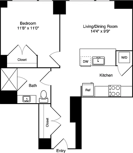 Floor plan 1 Bedroom M