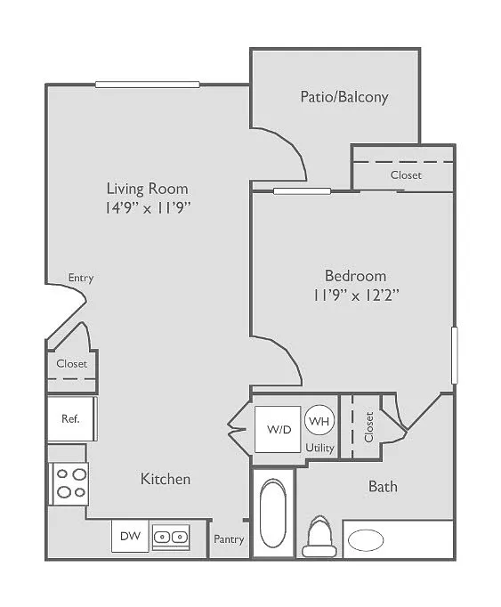 Floor plan A2 | 1 Bed, 1 Bath