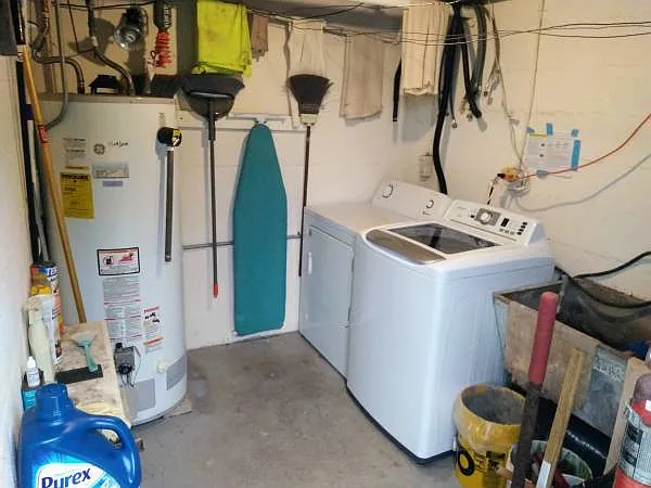 Washer, gas dryer & gas water heater.
