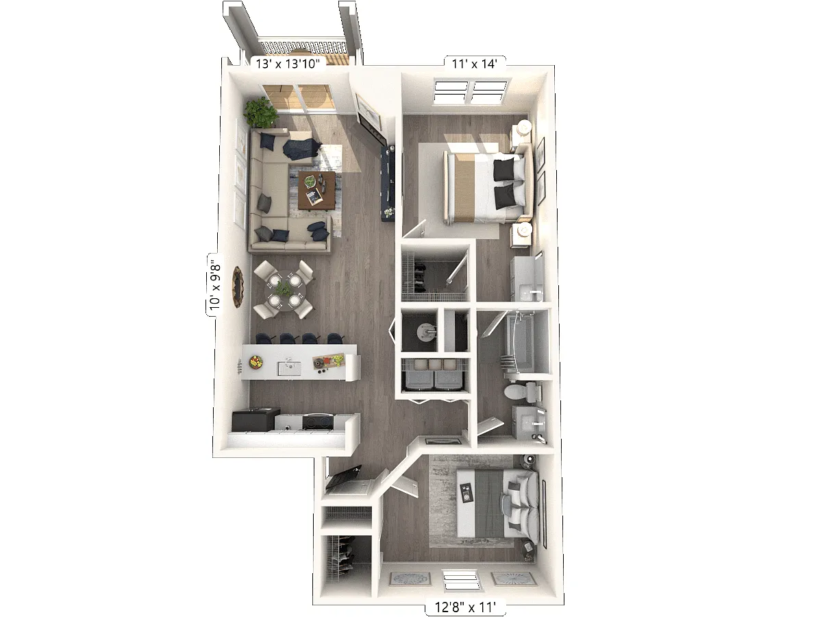 Floor plan The Arbor 2 BR 1 BA