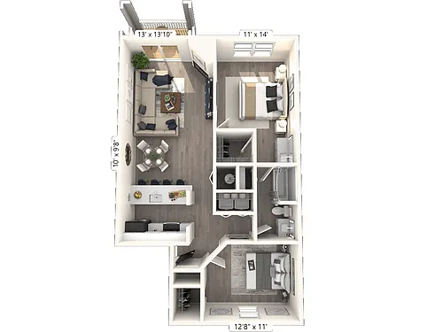 Floor plan The Arbor 2 BR 1 BA