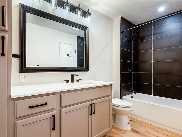 Our 2 bed 1 bath units offer spacious bathrooms! Perfect for sharing the area or keeping it all to yourself!
