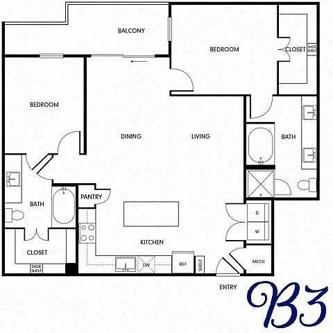 Floor plan Two-Bedroom (B3)