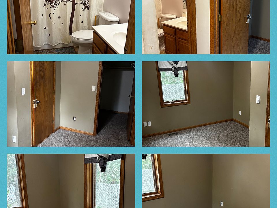 Upstairs bathroom with two bedrooms