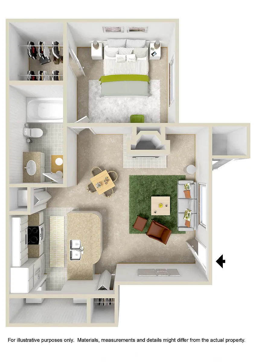 Floor plan 1 Bed 1 Bath