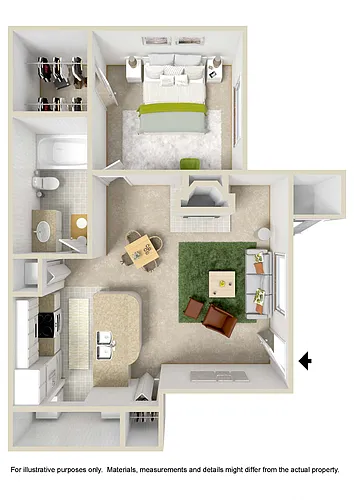 Floor plan 1 Bed 1 Bath