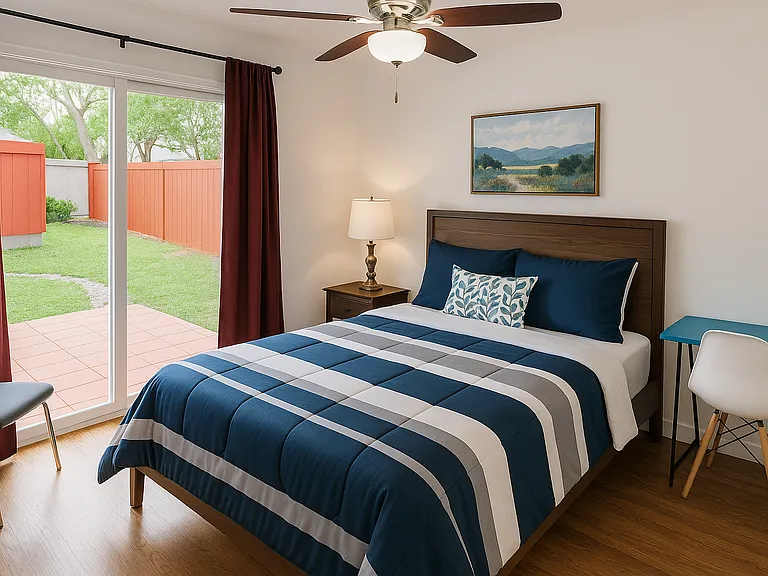Room 4-Master with Private bathroom- Great view to the backyard