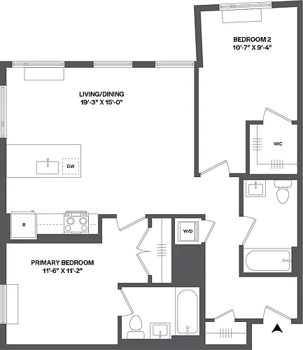 Floor plan 2 Bed/2 Bath-2A-1.1