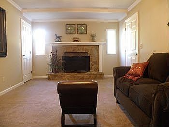Lower Level Den w/Stone Accent Fireplace Surround
