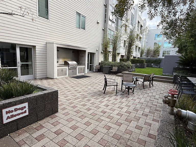 A well-maintained outdoor community area perfect for relaxation and socializing.