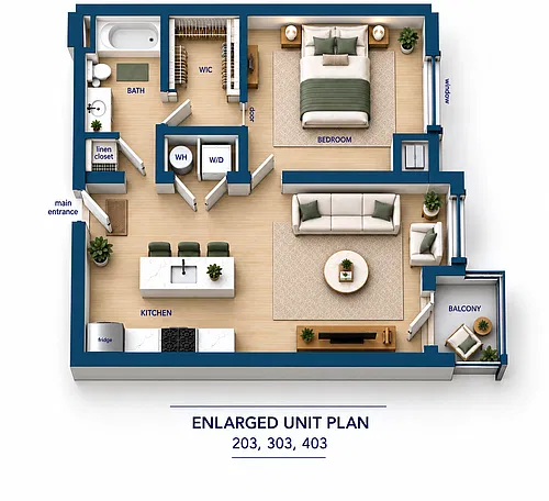 Floor plan 203-303-403