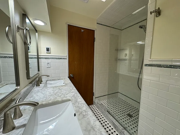 Bathroom with shower lower level