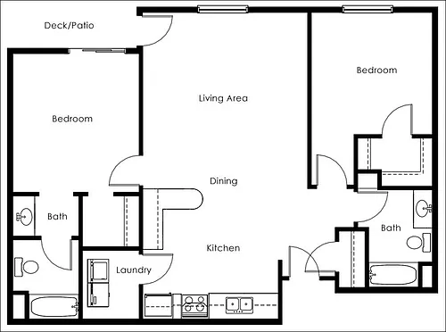 Floor plan 2 Bed 2 Bath | 1182 sqft