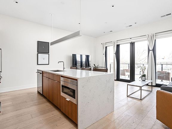 Waterfall countertops.